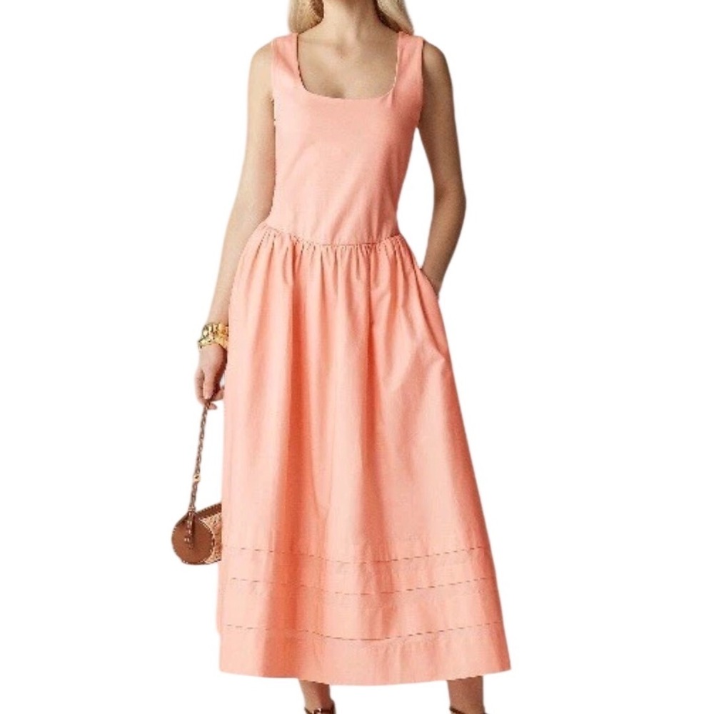 J.Crew Women's Drop Waist Mixy Dress Mixed Media Fit and Flare Size Large Petite